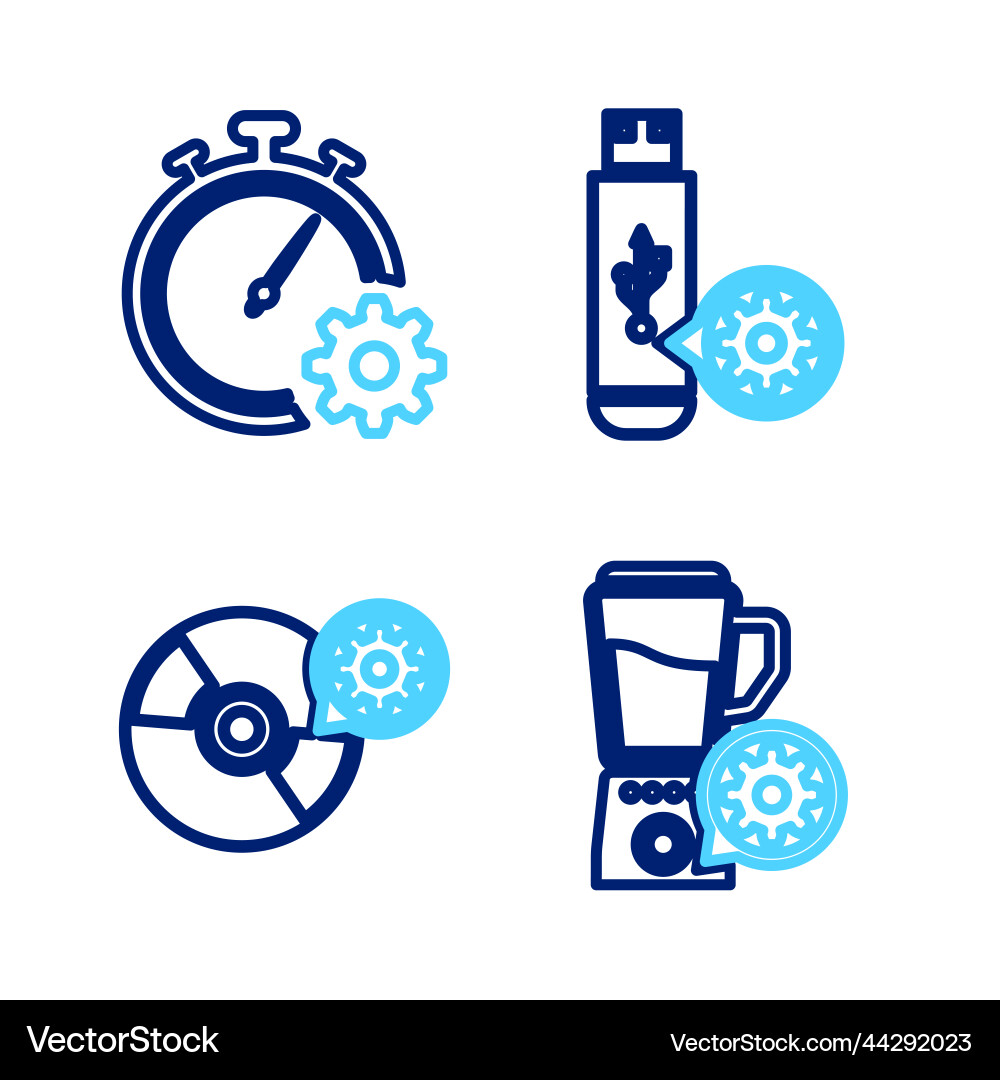 Set line blender with bowl setting cd or dvd disk Set line blender with bowl setting cd or dvd disk vector image