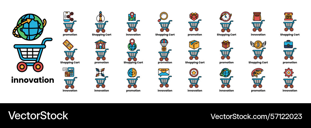 Set of in the concept carts and items line Set of in the concept carts and items line vector image
