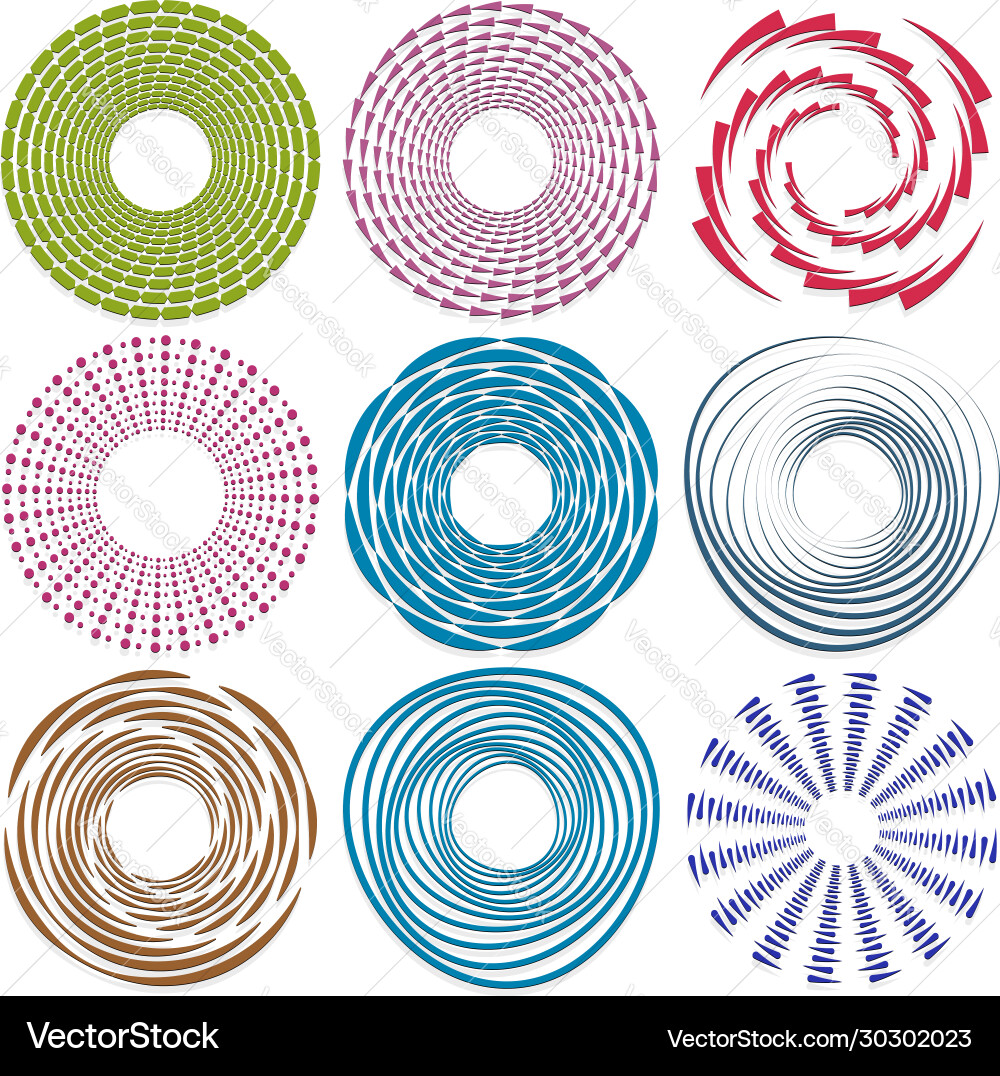 Set single-coloredmonochrome twirl swirl shape Set single-coloredmonochrome twirl swirl shape vector image