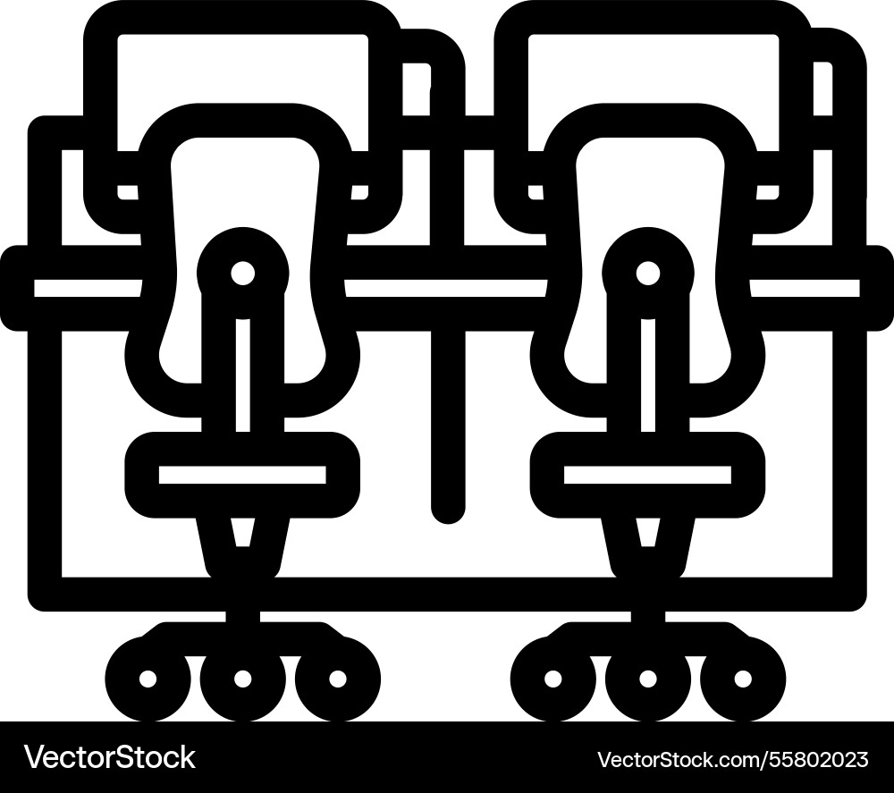 Shared workspace table hybrid work line icon Shared workspace table hybrid work line icon vector image