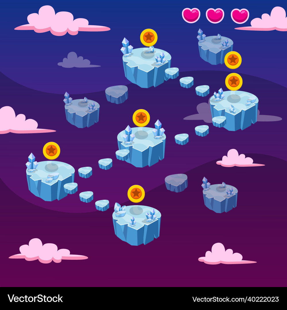 Stage game level map design for arcade computer Stage game level map design for arcade computer vector image