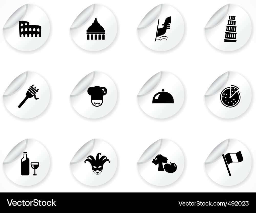 Stickers with icons Vector Image