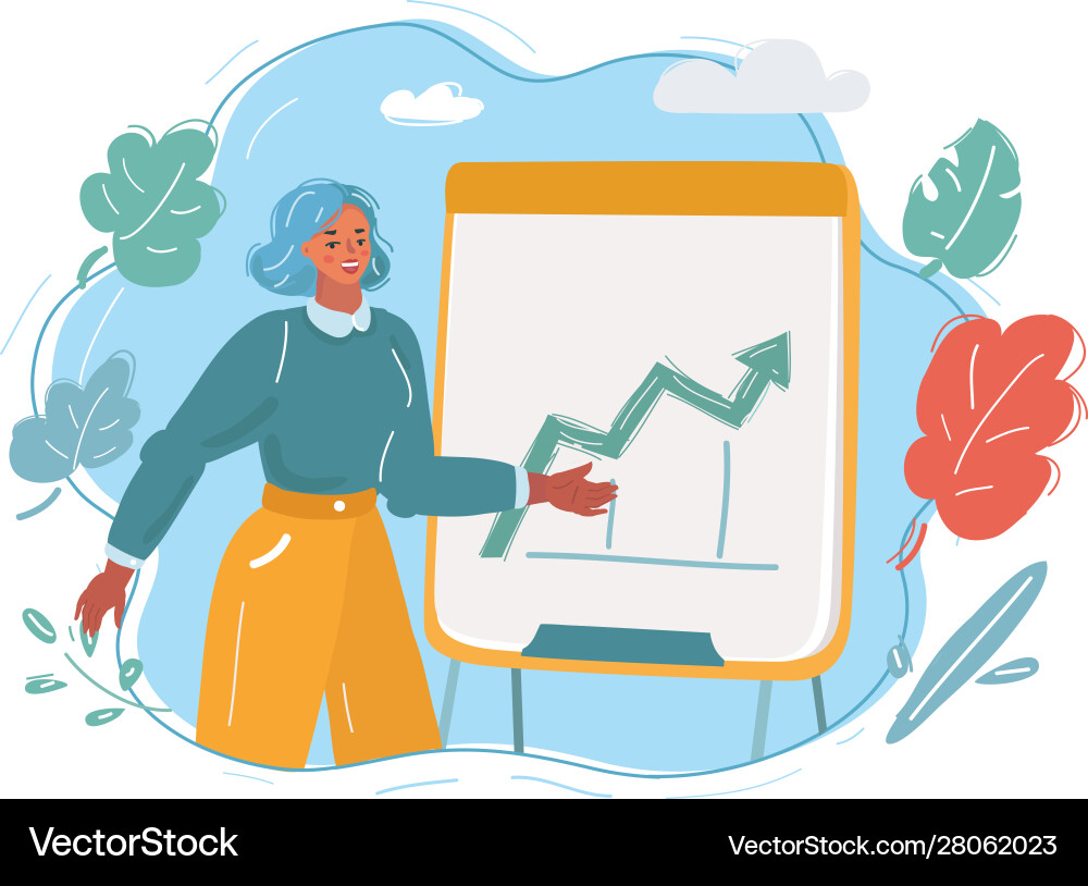 Woman giving presentation to team colleagues Woman giving presentation to team colleagues vector image