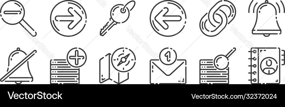 12 set linear user interface icons thin vector image