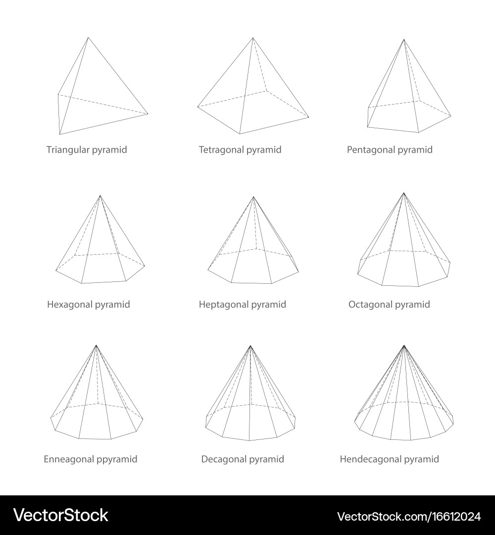 3d pyramids template realistic with shadow Vector Image