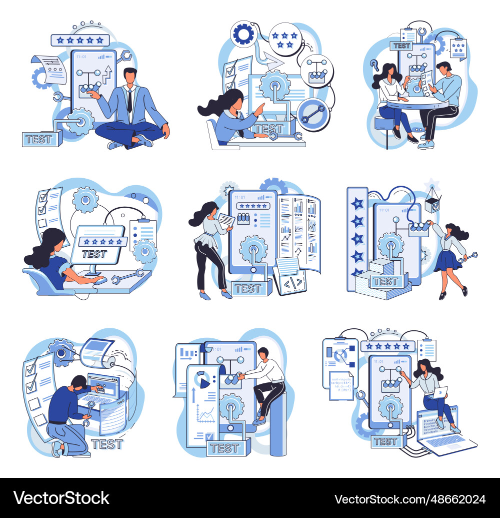 Application testing metaphor app test Application testing metaphor app test vector image