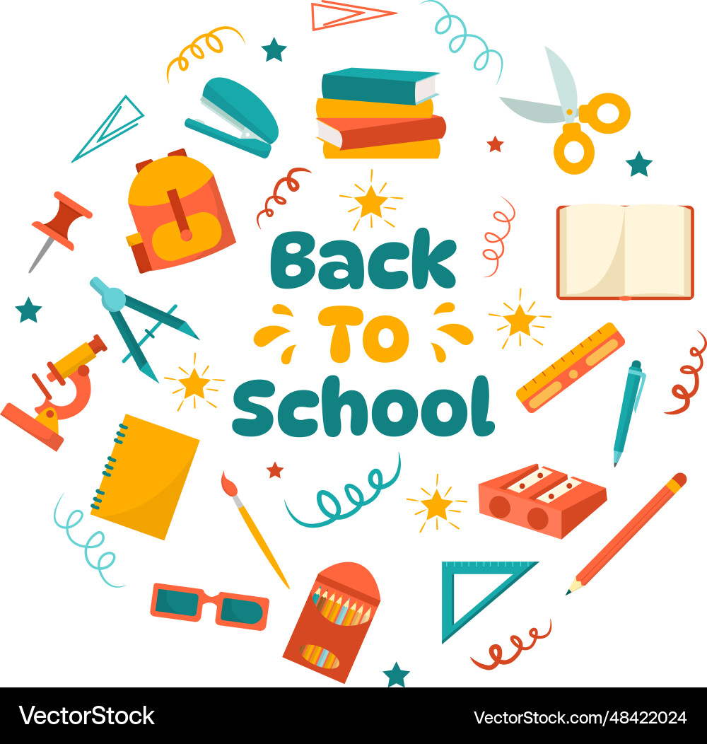 Back to school with schools elements and learning Vector Image