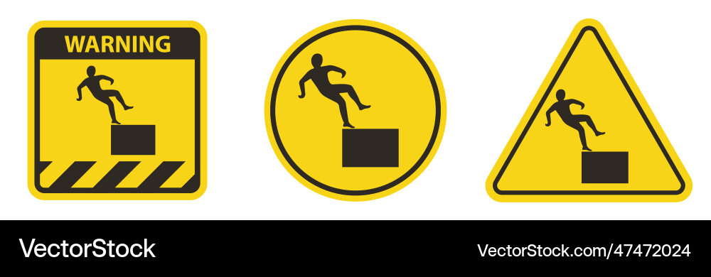 Beware high level drop symbol sign isolate Beware high level drop symbol sign isolate vector image