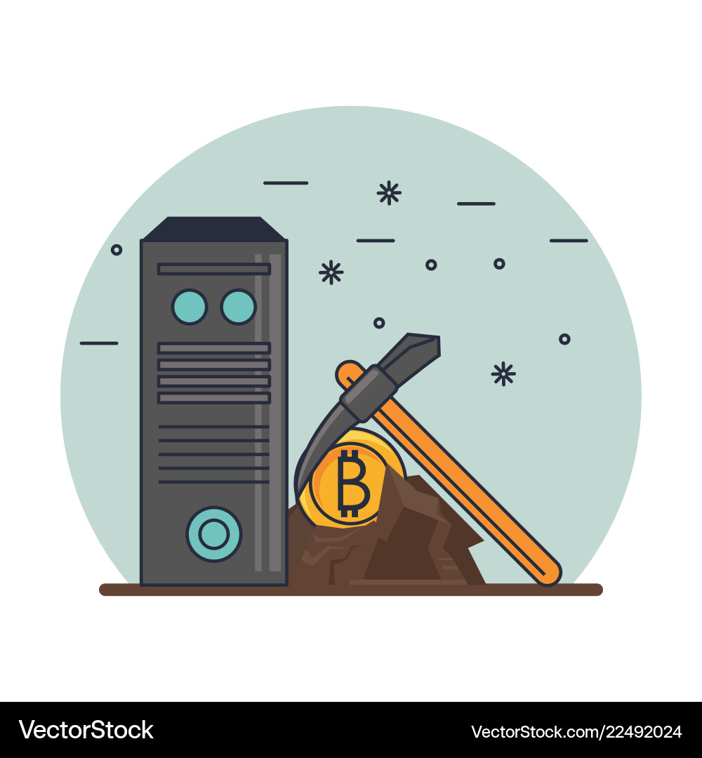 Bitcoin mining technological devices Vector Image