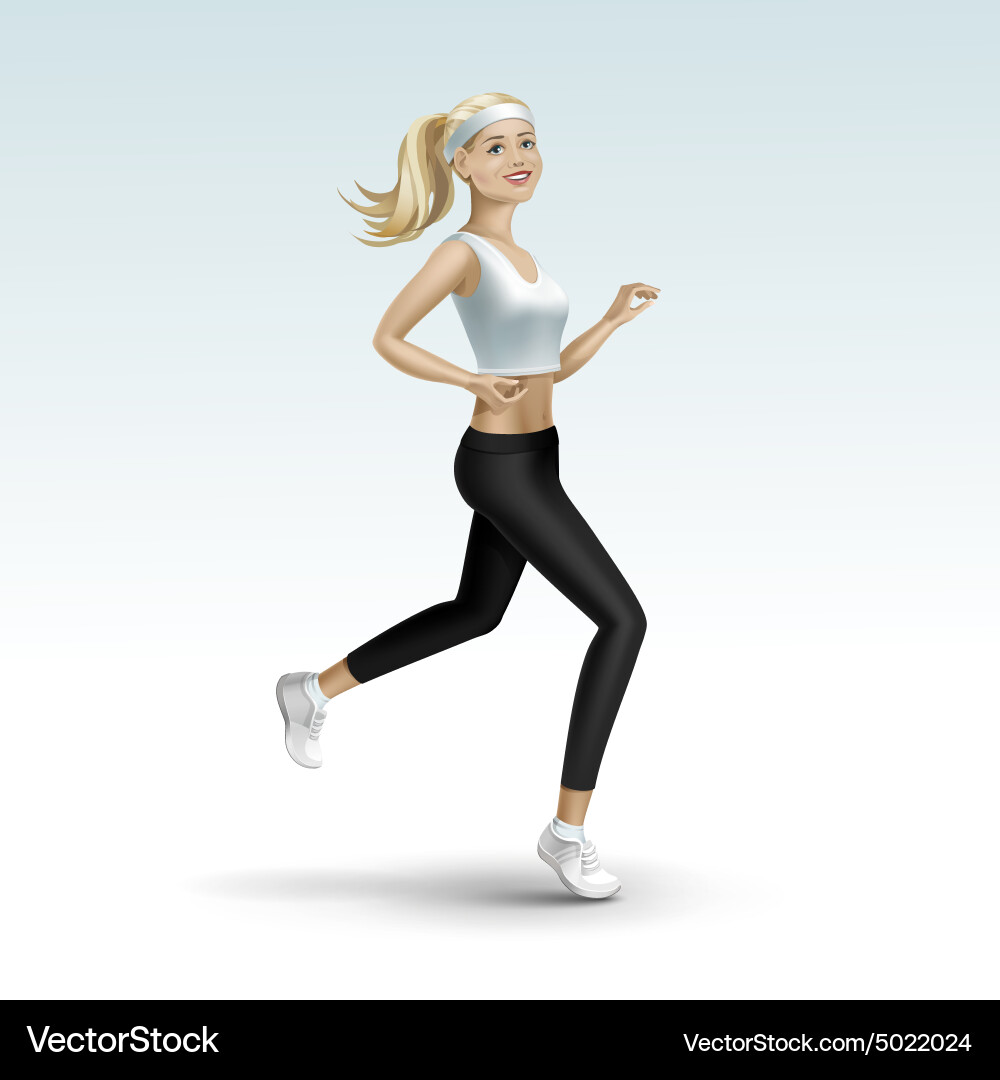 Blonde woman girl female running jogging Vector Image