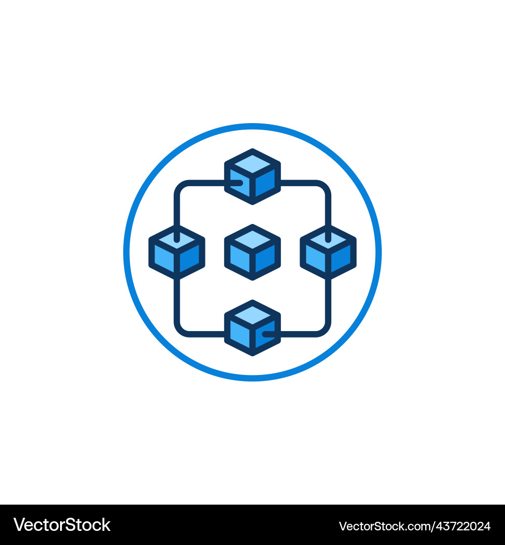 Circle with blockchain blocks blue Circle with blockchain blocks blue vector image