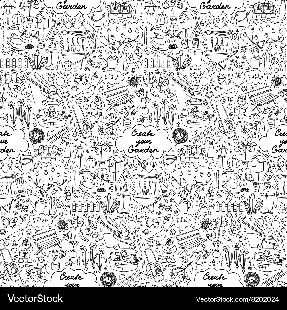 Create your garden seamless pattern vector image