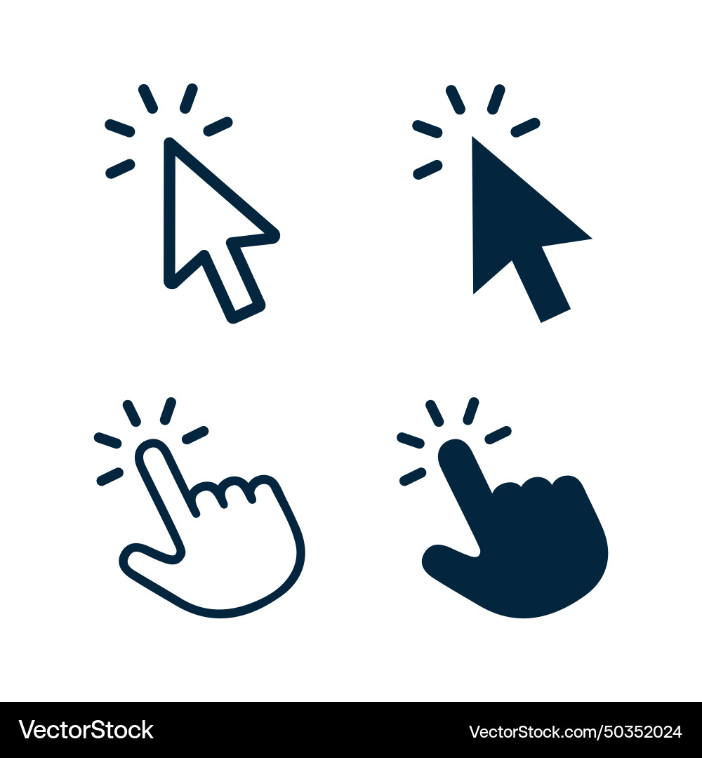 Cursor flat and line icon finger icons Cursor flat and line icon finger icons vector image