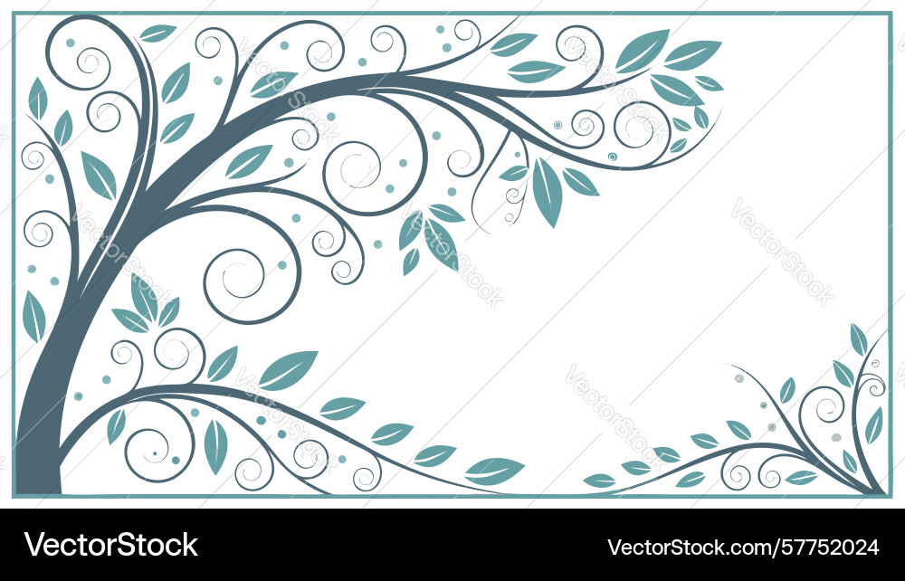 Decorative tree branch corner design generative vector image
