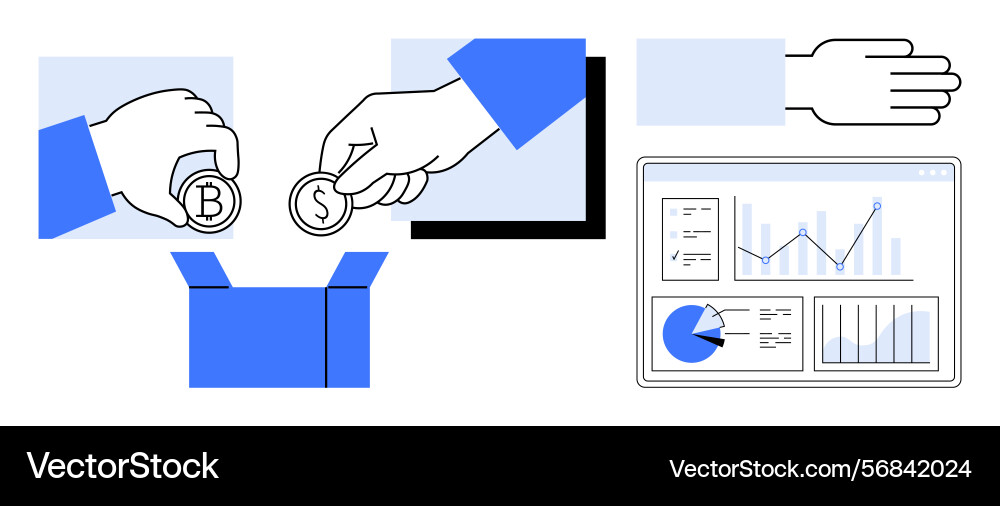 Digital financial transactions with data analysis Digital financial transactions with data analysis vector image