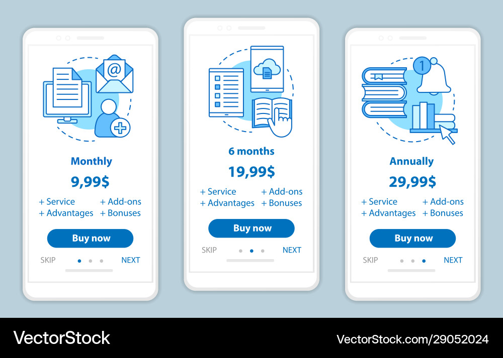 Digital library onboarding mobile app screens Digital library onboarding mobile app screens vector image