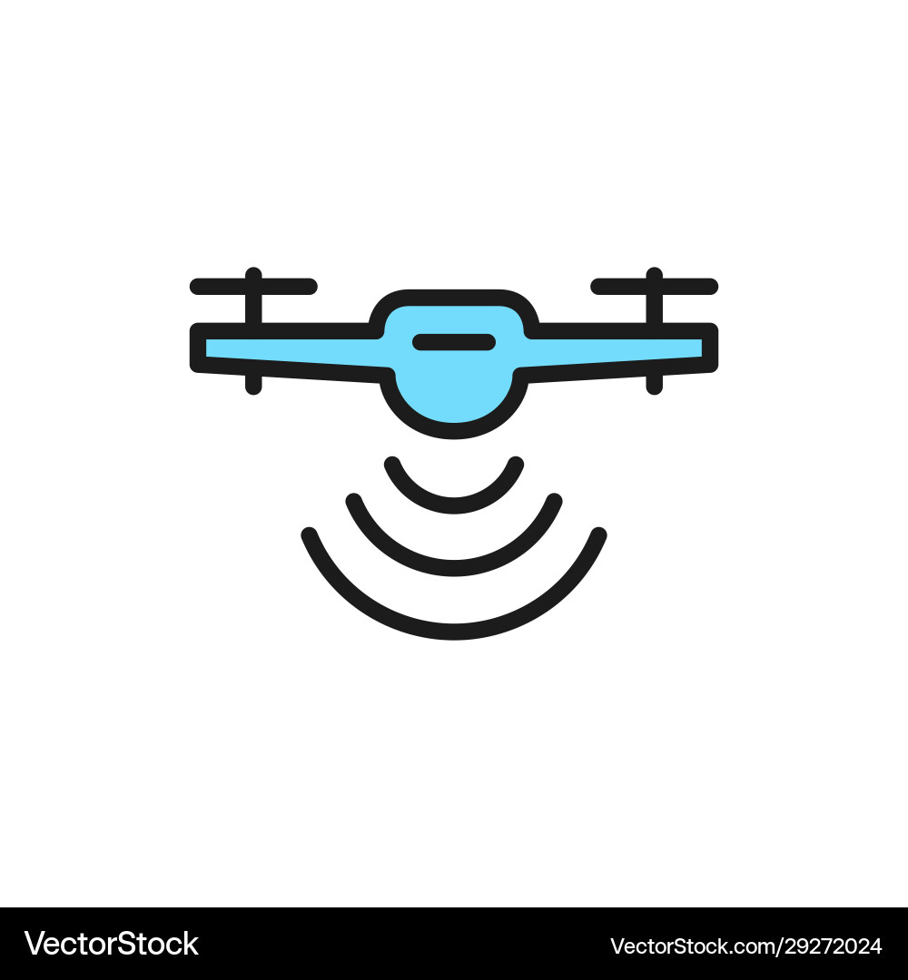 Drone with radio waves radar detection system Drone with radio waves radar detection system vector image