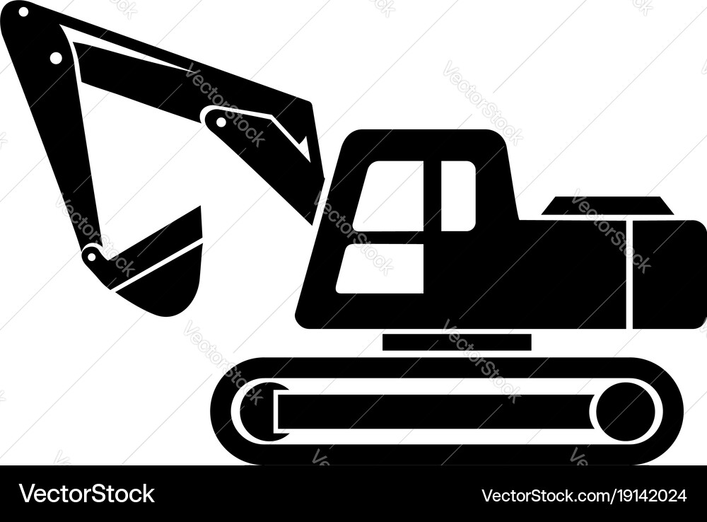 Excavator Icon - Simple Style vector image