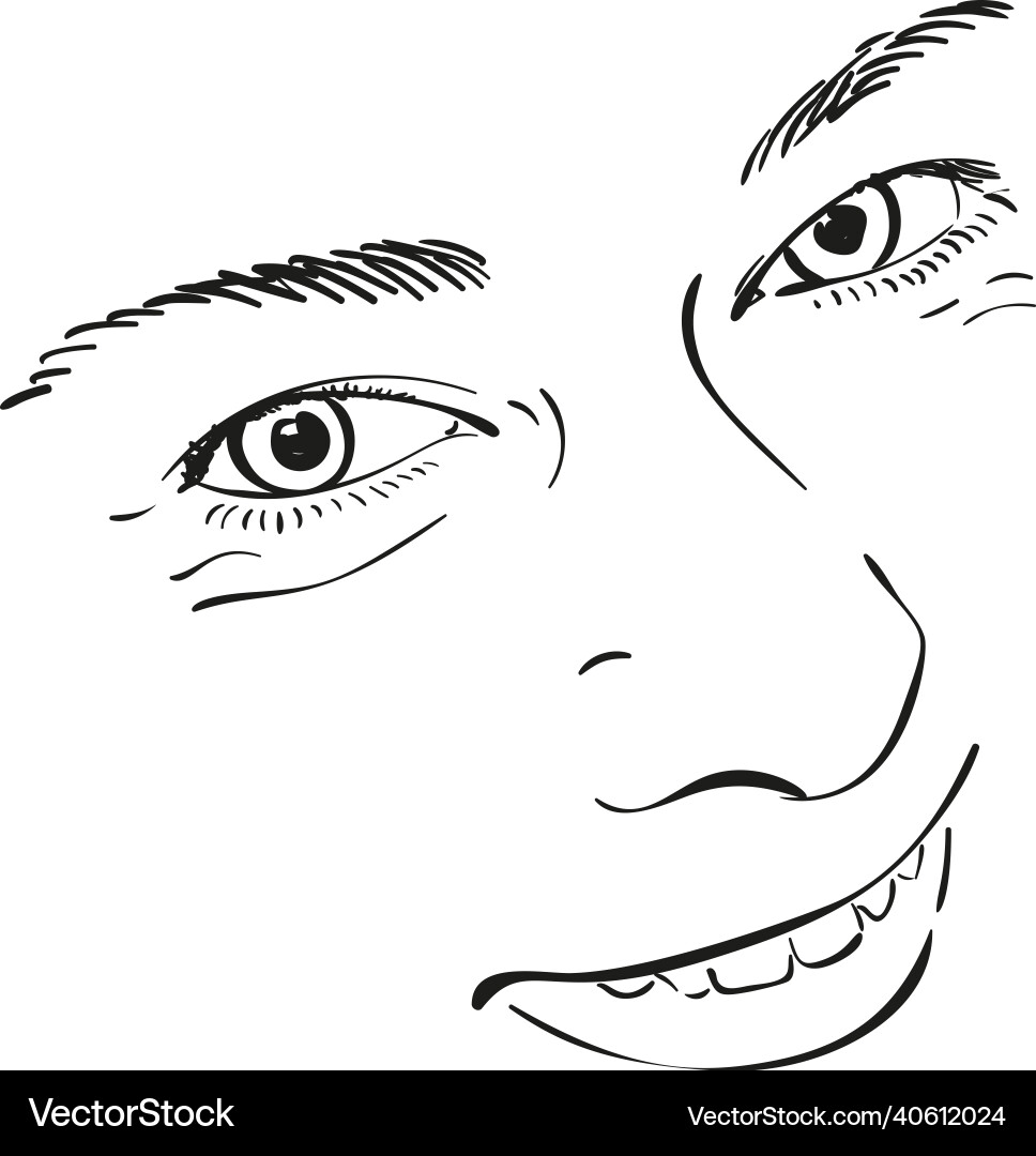 Gesicht der schönen lächelnden Frau Skizze Hand gezeichnet Gesicht der schönen lächelnden Frau Skizze Hand gezeichnet vektorbild