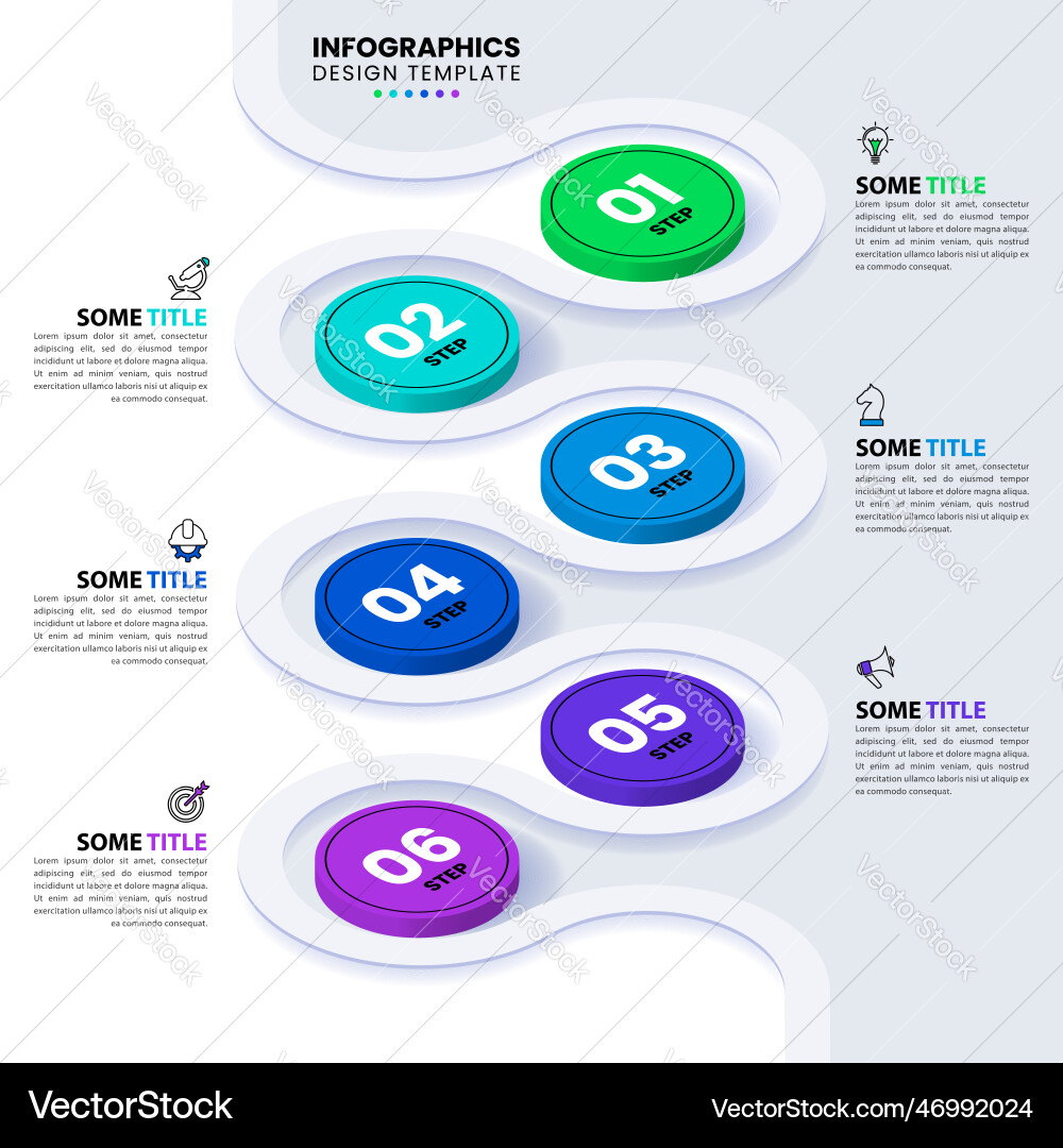 Infographic template isometric path with 6 steps Infographic template isometric path with 6 steps vector image
