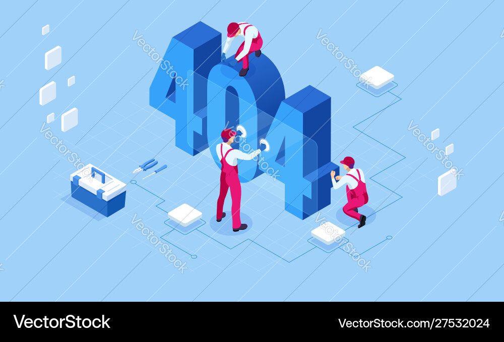 Isometric 404 Error Page vector image