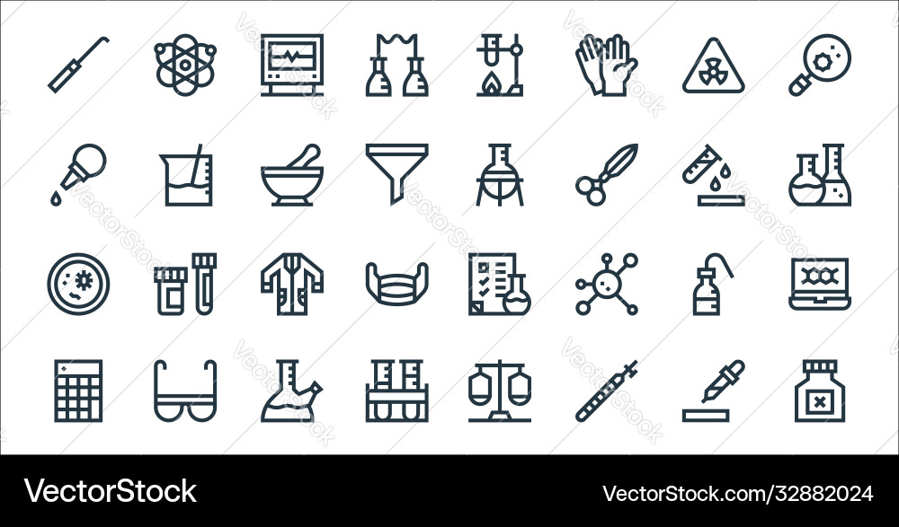 Laboratory Line Icons - Science Toolkit vector image