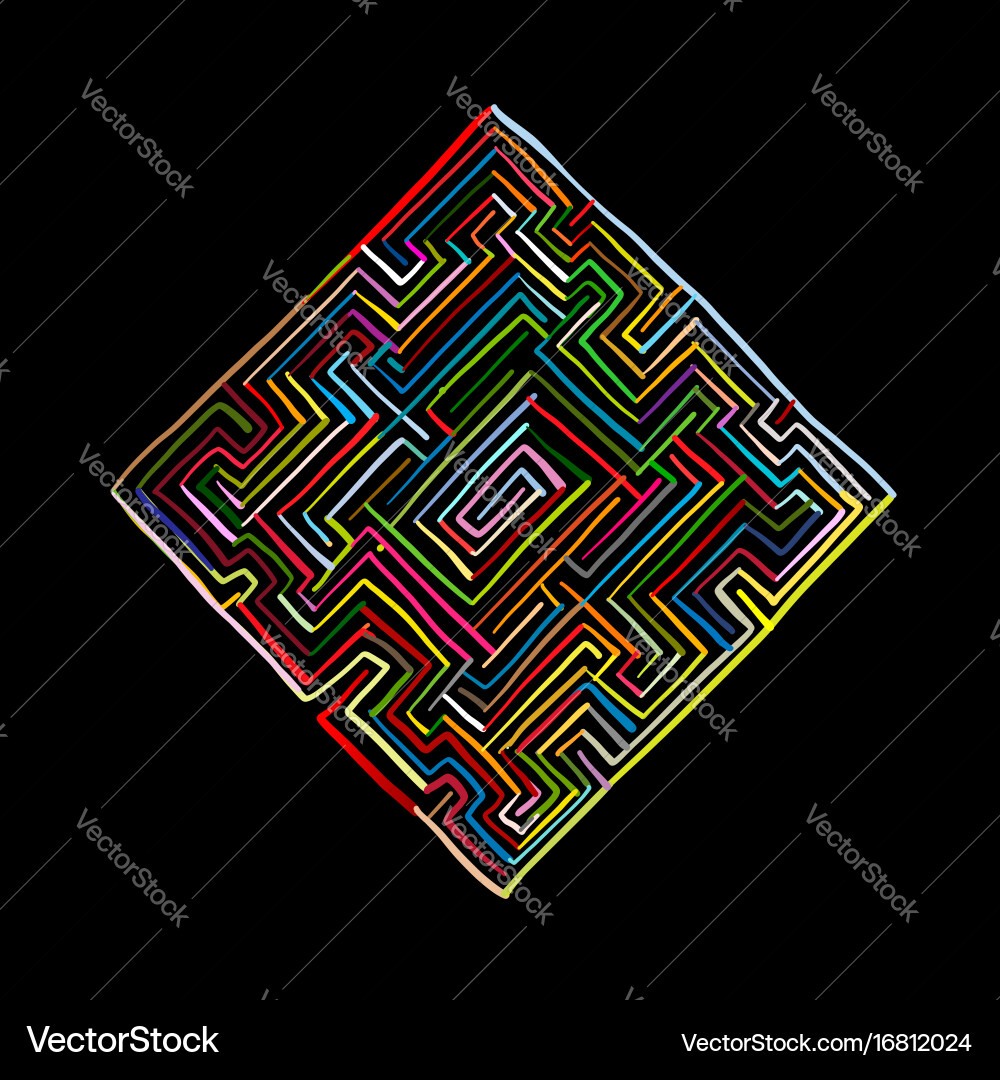 Labyrinth square sketch for your design vector image