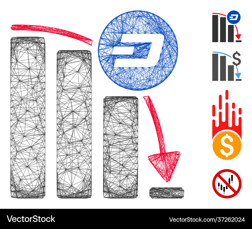 Linear dashcoin epic fall chart mesh Linear dashcoin epic fall chart mesh vector image