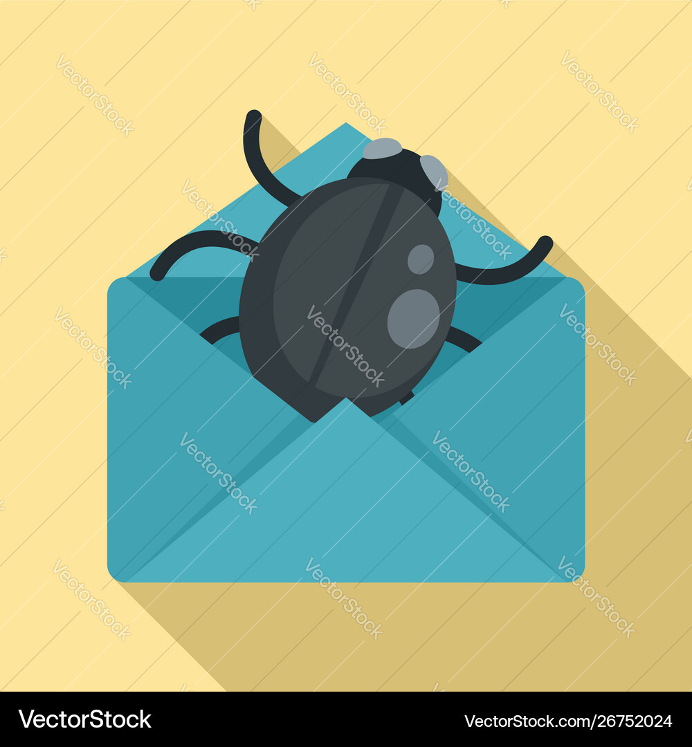 Mail bug icon flat style Mail bug icon flat style vector image