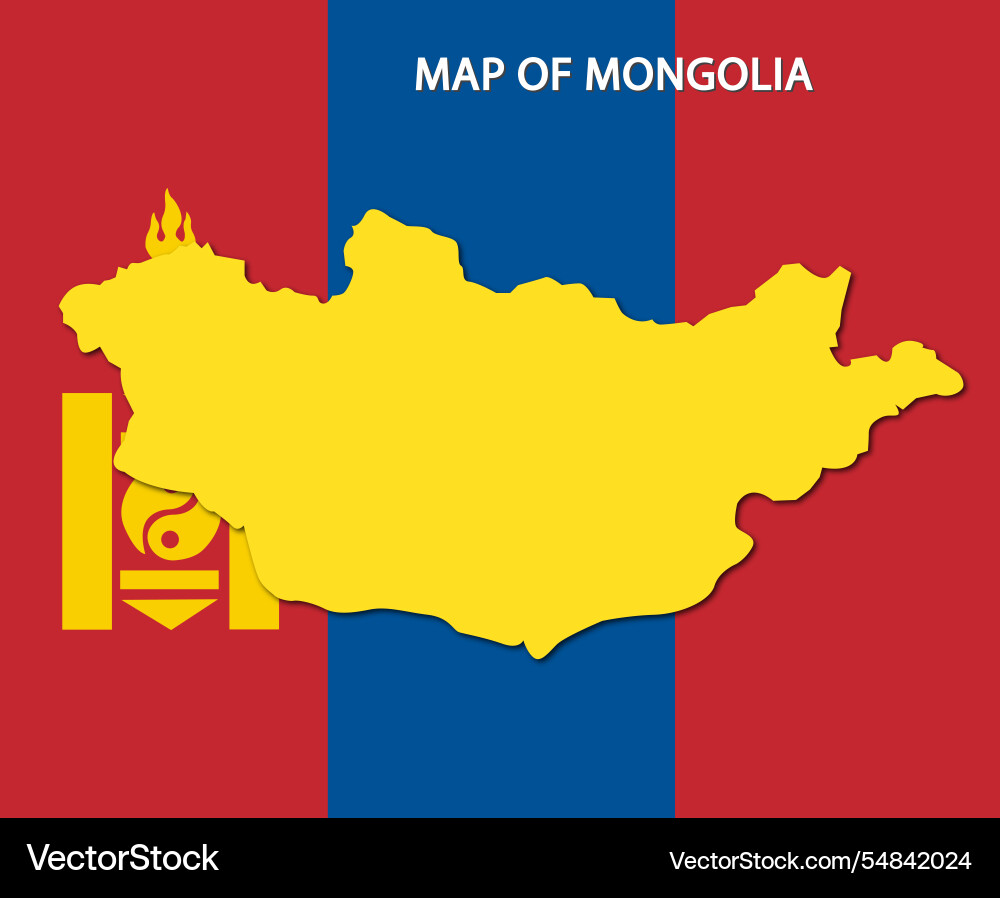 Map of mongolia with flag background design Vector Image
