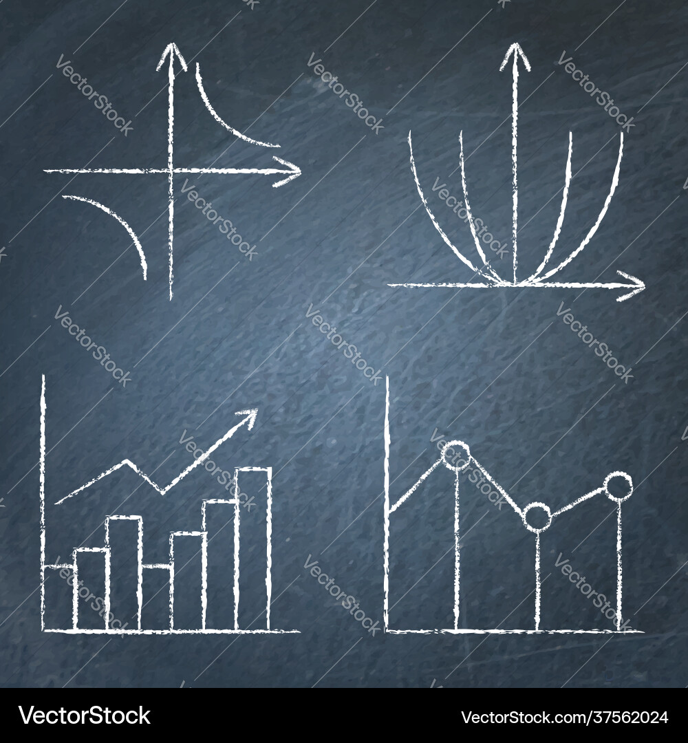 Math science icons set in line style on chalkboard Math science icons set in line style on chalkboard vector image