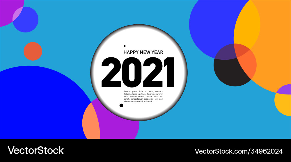 New year 2021 colorful circle and dot geometric Vector Image
