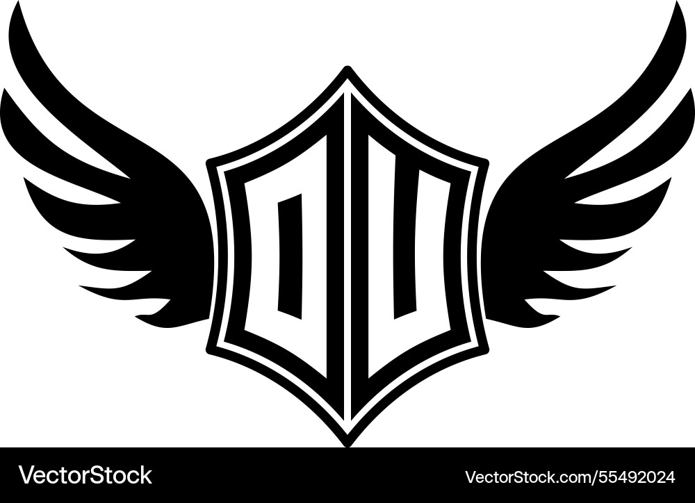 Ou logo emblem with winged and shield template Ou logo emblem with winged and shield template Vector Image