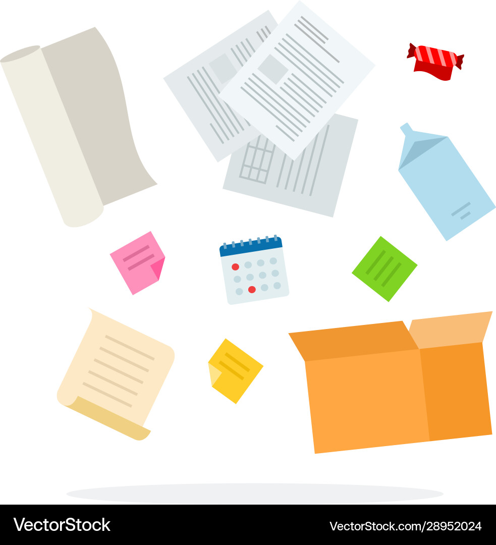 Paper trash for sorting flat isolated Paper trash for sorting flat isolated Vector Image