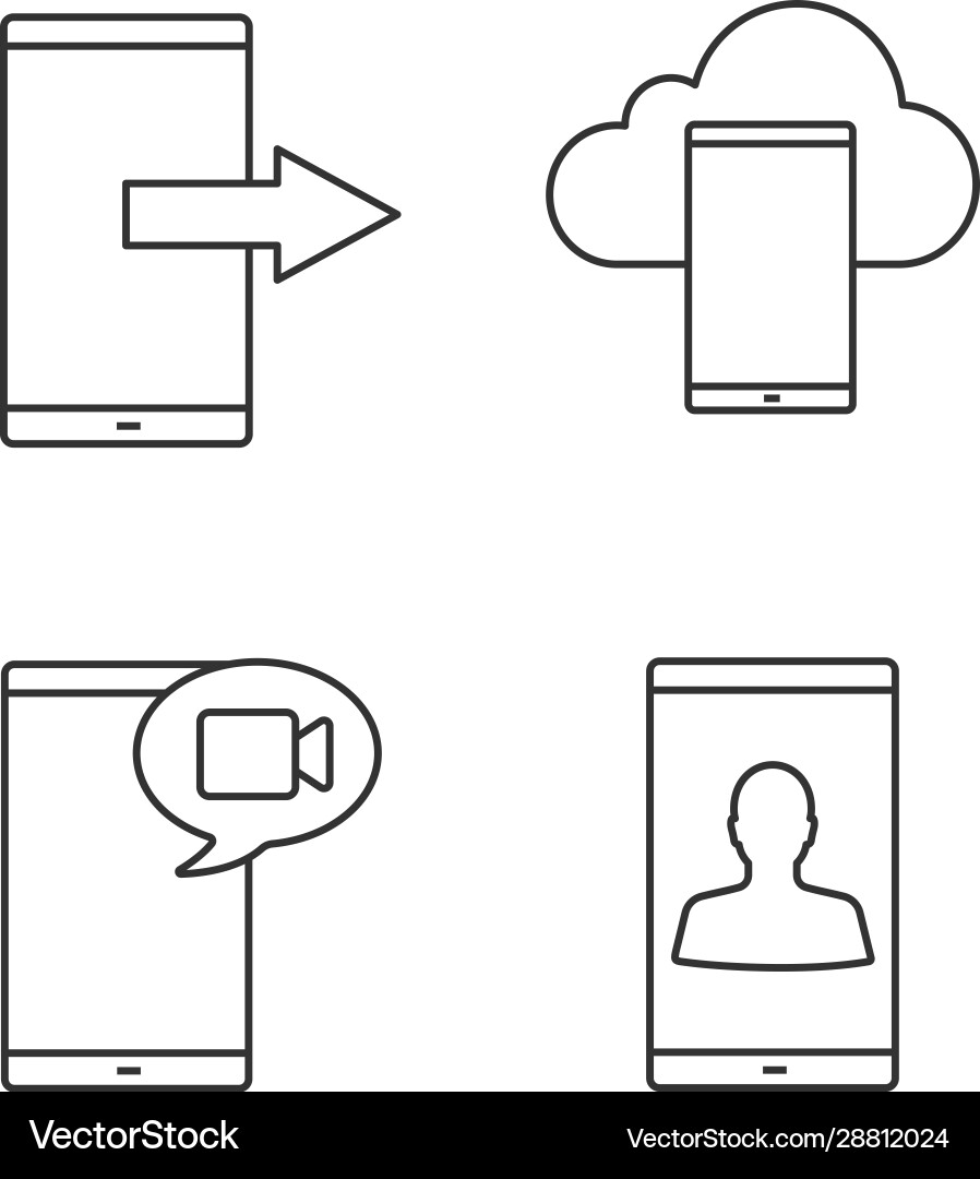 Phone communication linear icons set Phone communication linear icons set vector image