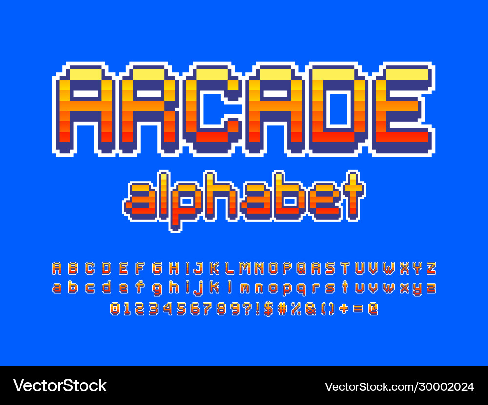 Pixel Font - Retro Style vector image