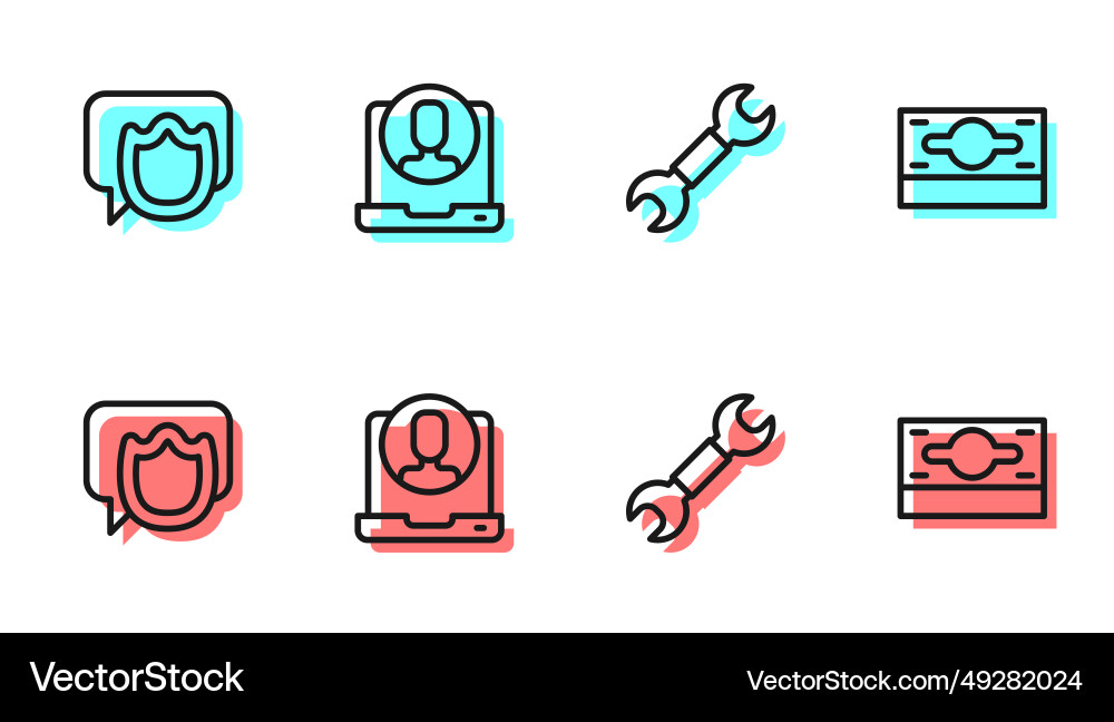 Set line wrench spanner speech bubble chat Set line wrench spanner speech bubble chat vector image