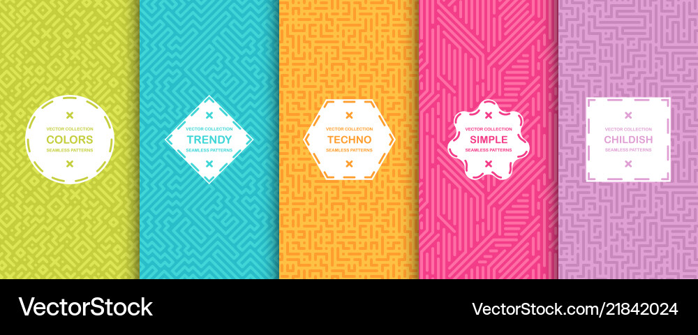 Set of colorful seamless digital patterns - techno Set of colorful seamless digital patterns - techno vector image