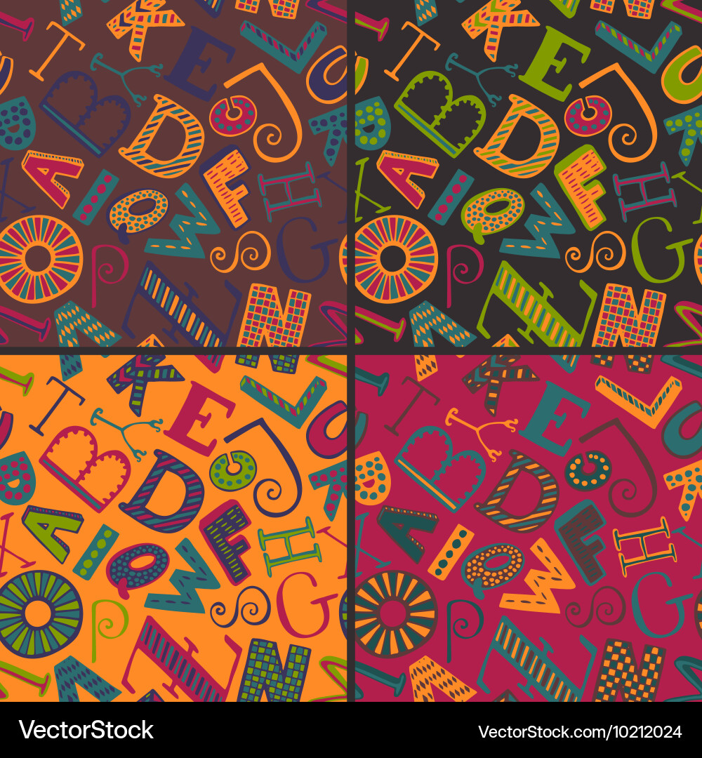 Set of four color variations seamless patterns vector image