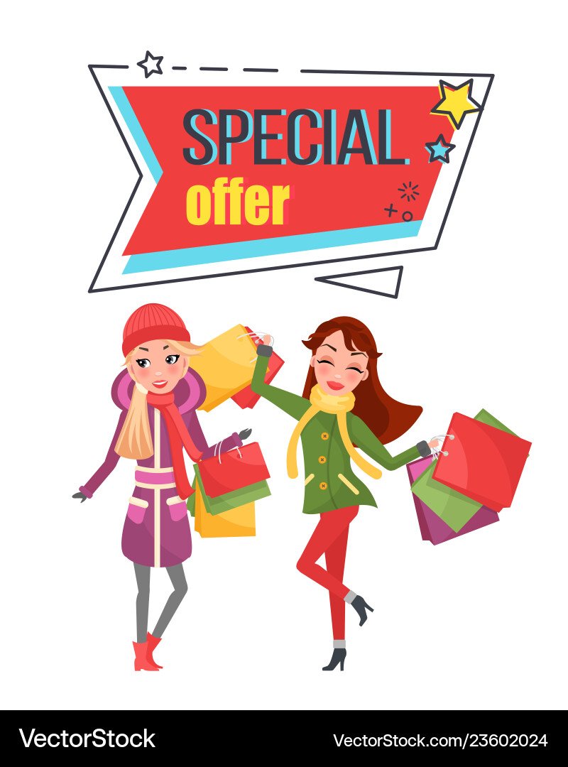 Special offer super sale price off shopping women Special offer super sale price off shopping women vector image