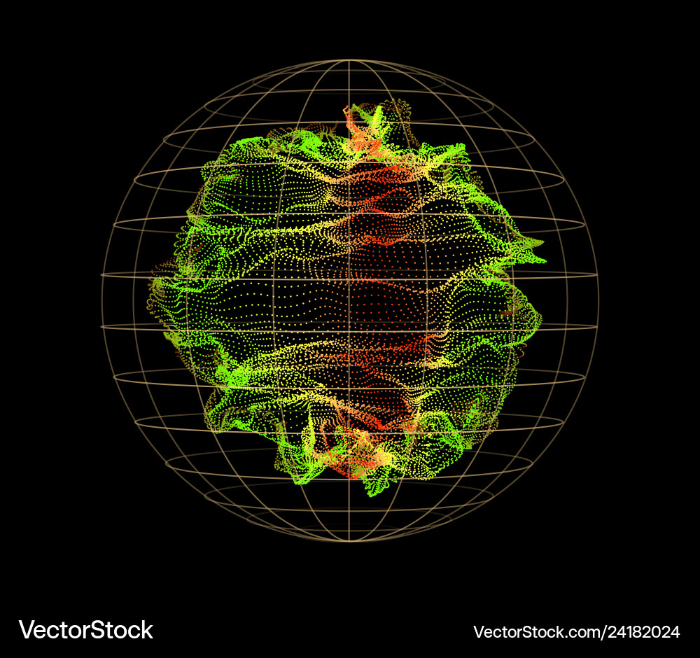 Sphere from particles wave nodes 3d sea flow Sphere from particles wave nodes 3d sea flow Vector Image