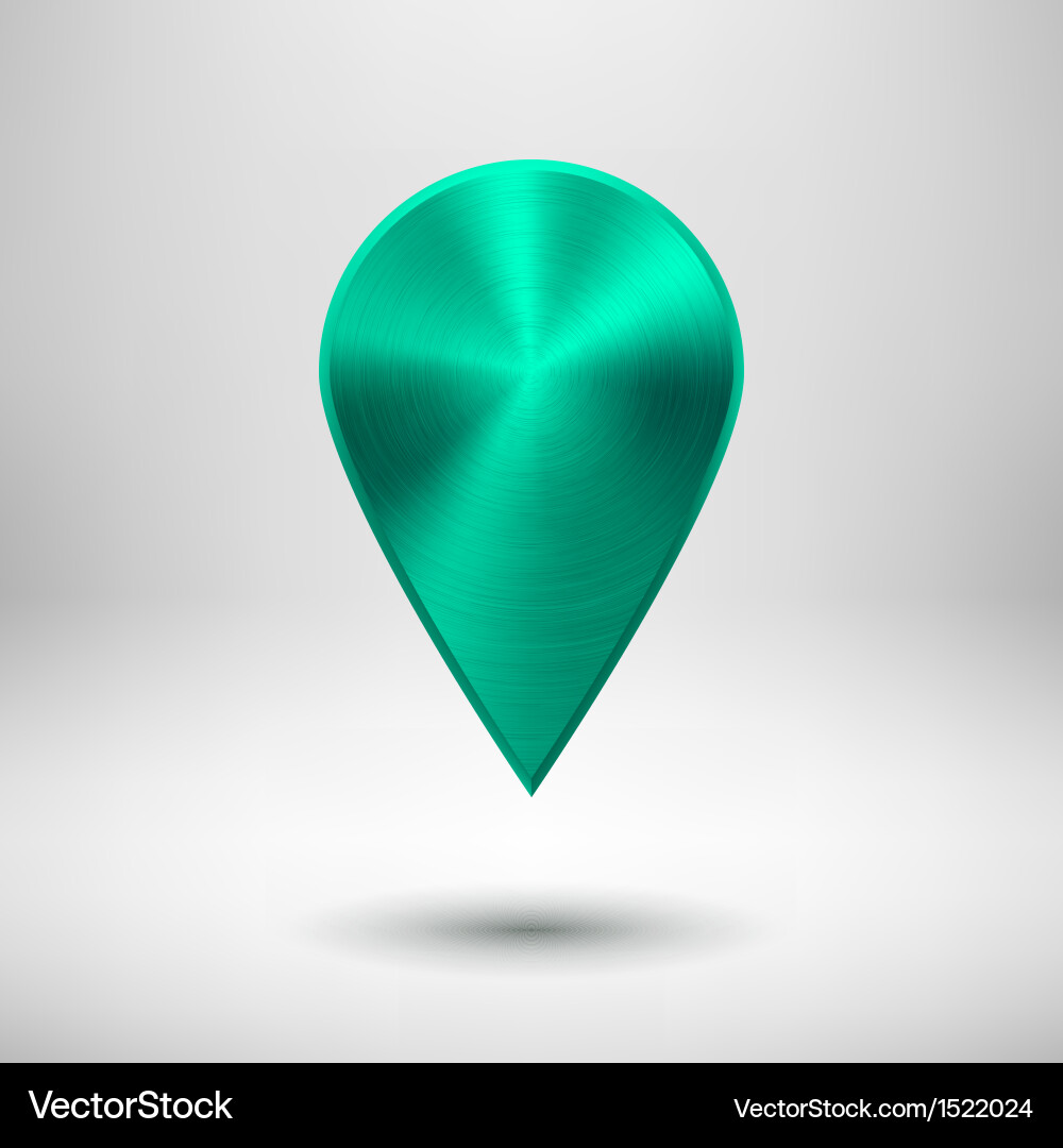 Technology pointer button with green metal texture vector image