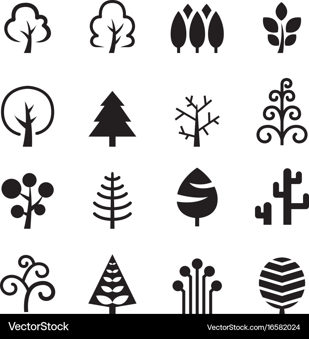 Tree Icon Set Vector Image