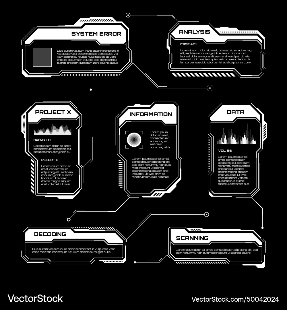 White futuristic hud ui elements sci-fi user White futuristic hud ui elements sci-fi user vector image