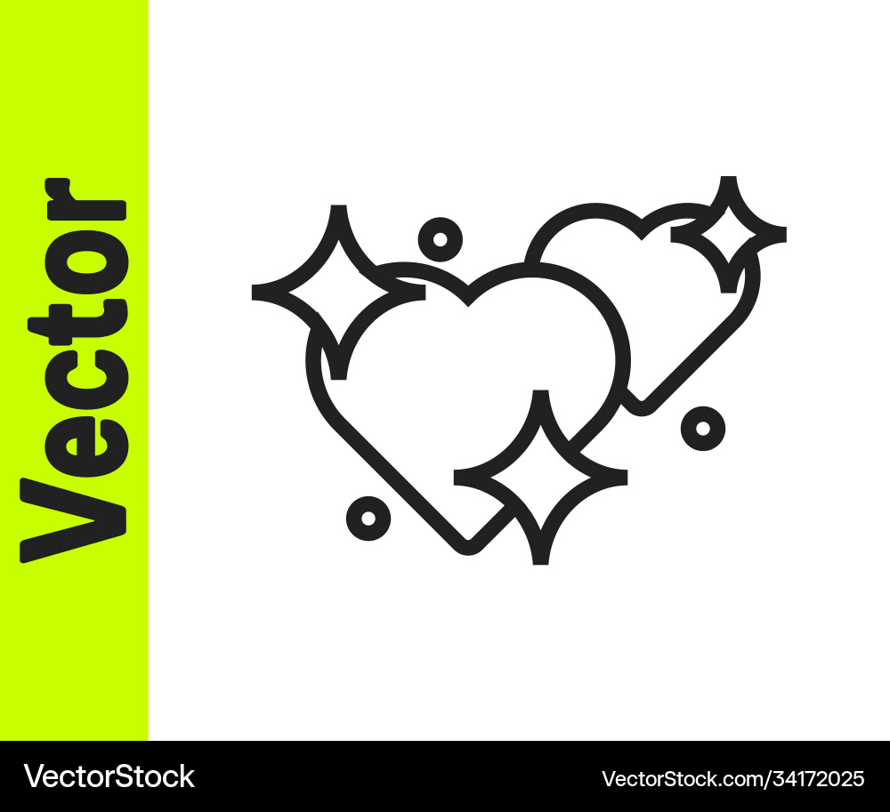 Black line two linked hearts icon isolated Black line two linked hearts icon isolated Vector Image