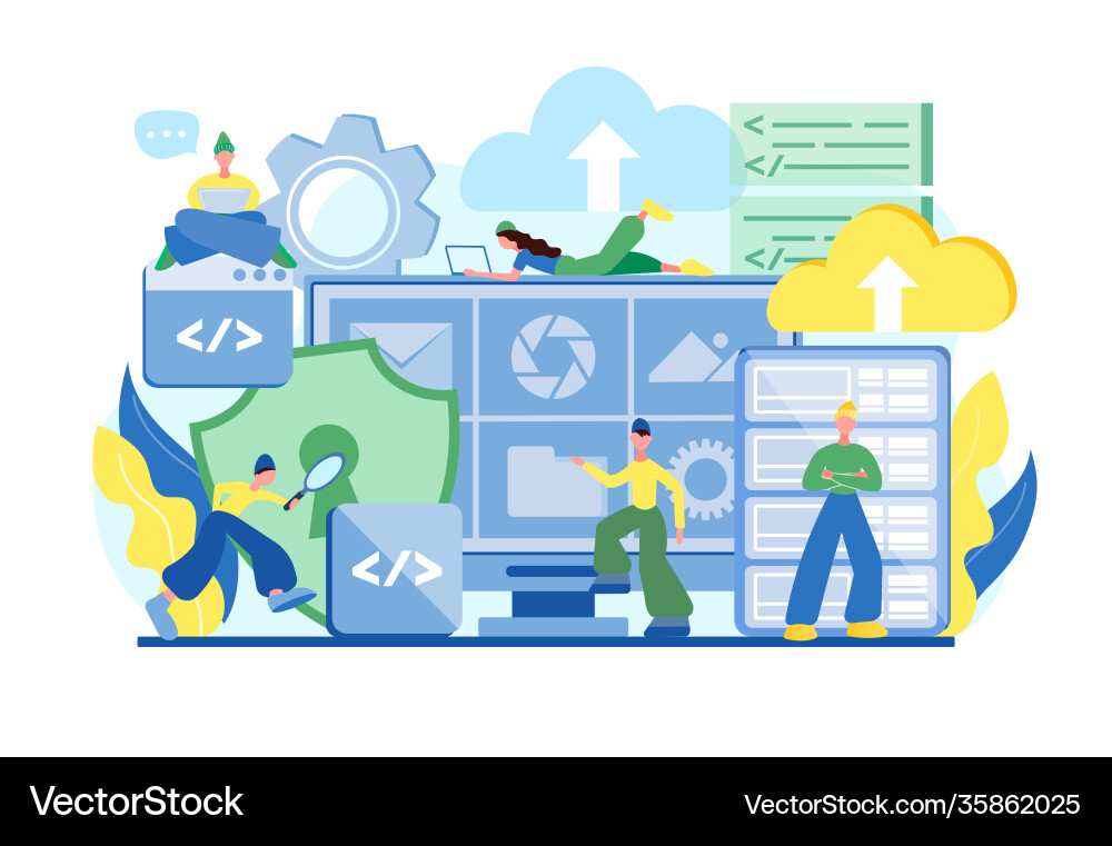 Cloud computing storage data center Cloud computing storage data center vector image