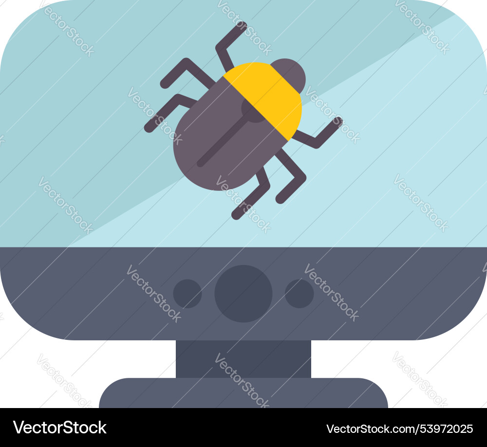 Computer bug infecting desktop pc operating system Computer bug infecting desktop pc operating system vector image