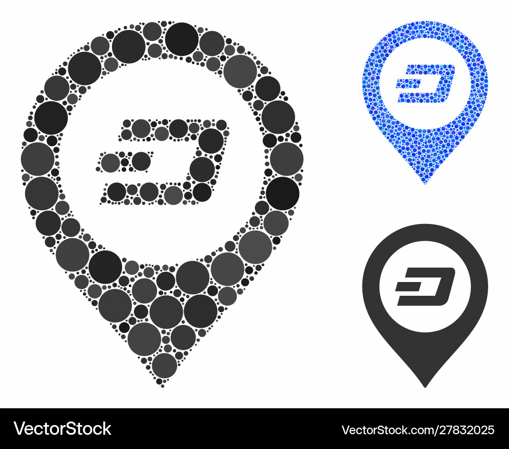 Dash map pointer mosaic icon spheric items Dash map pointer mosaic icon spheric items vektorbild