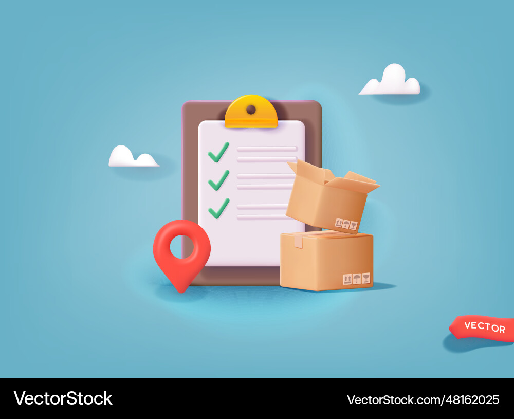 Delivery Boxes with Checklists Vector Image