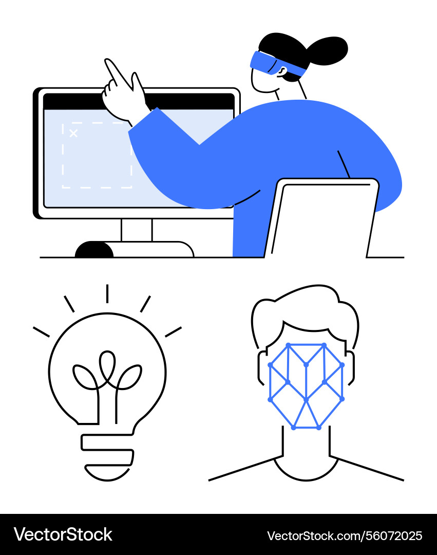 Digital innovation with ai face recognition Digital innovation with ai face recognition Vector Image